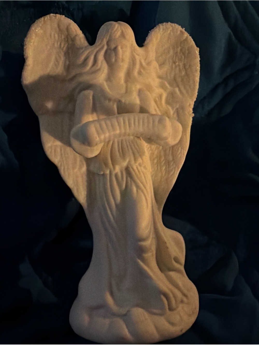 Hermitage Pottery Jade Angel Taper Candle Holder Playing Accordion